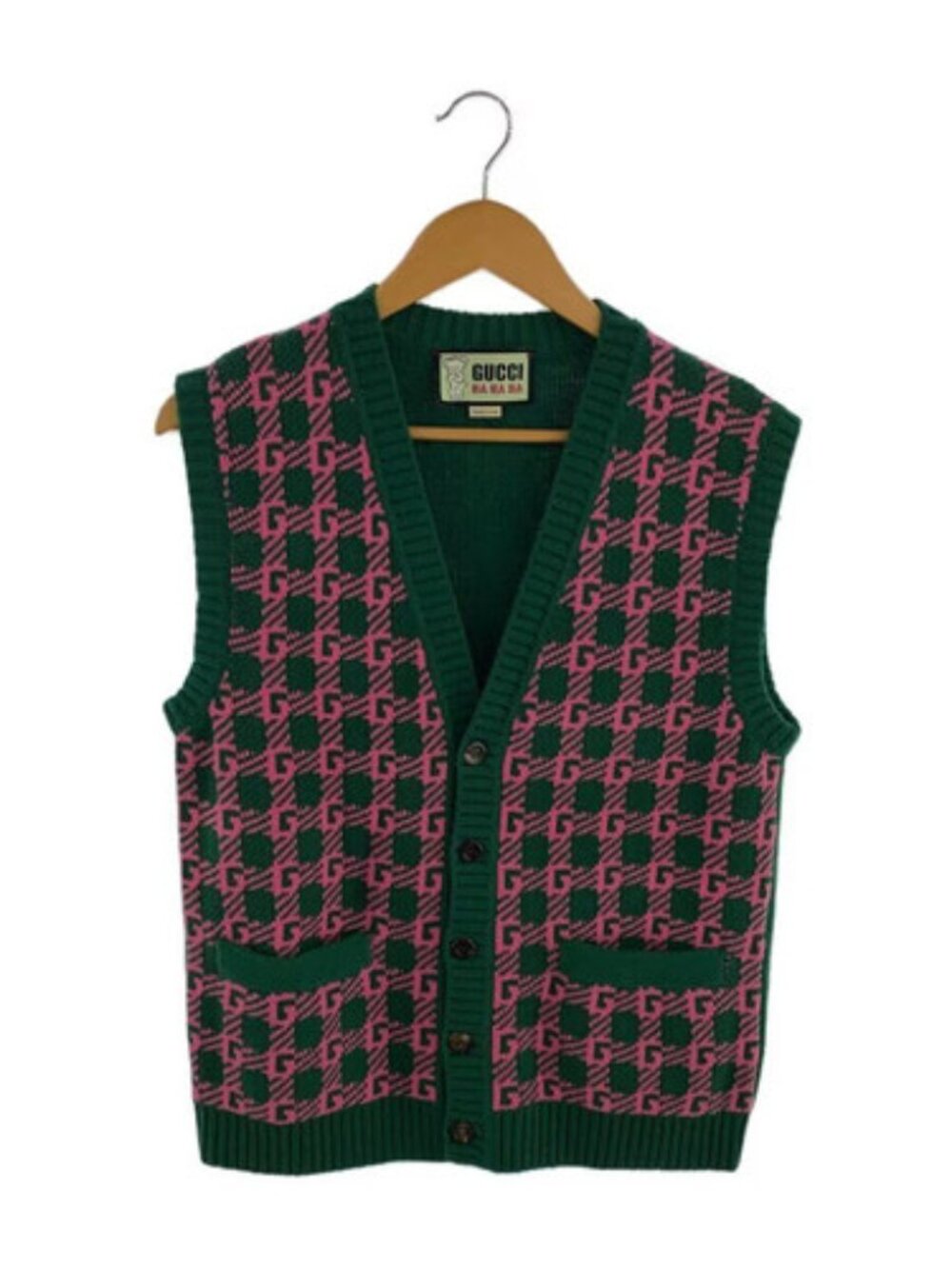 GUCCI HA HA HA Green and Pink Logo Sweater Vest size S Harry Styles